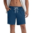 thumbnail image 7 of DDAPJ pyju Quick Dry Workout Shorts for Men Drawstring Elastic Waist Athletic Gym Shorts Lightweight Running Shorts with Zipper Pockets Dark Blue M, 7 of 7