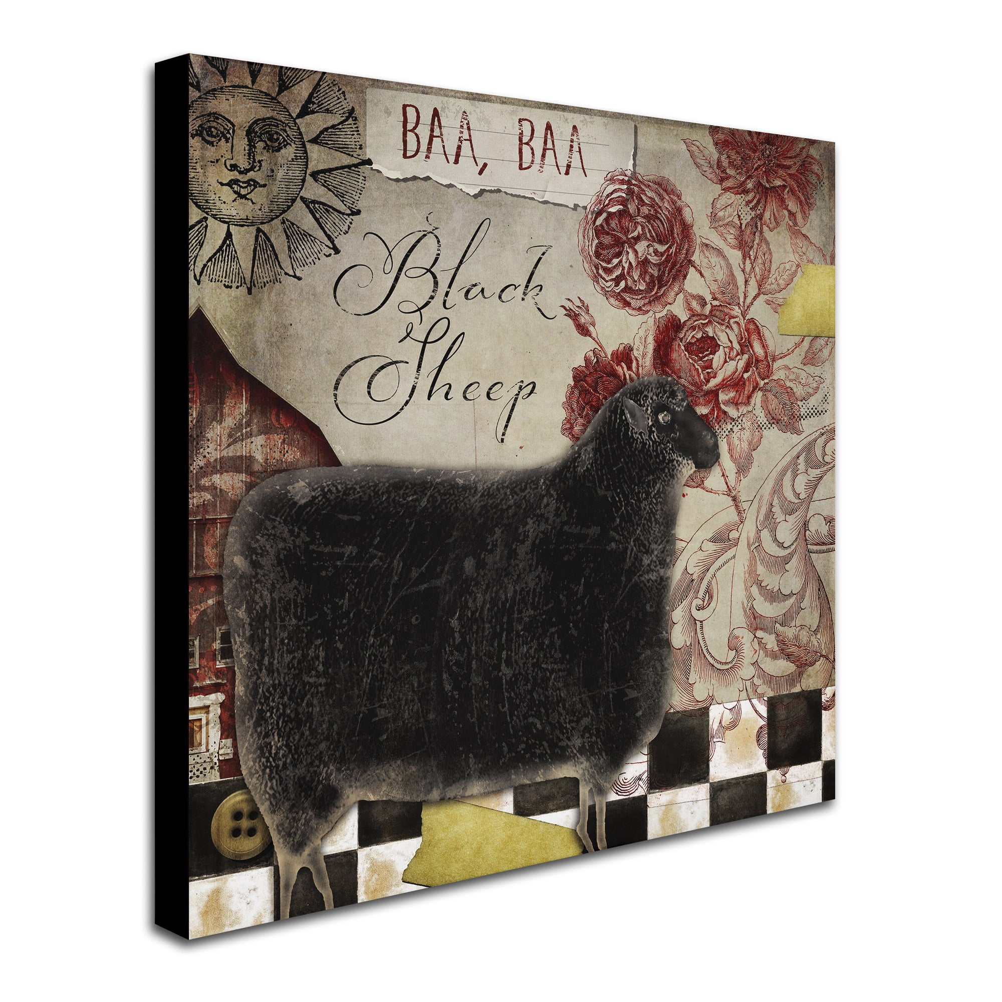 Trademark Fine Art "Baa Baa Black Sheep" Canvas Art by Color Bakery