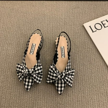 

Bow Sandals Women 2022 Summer Pointed Low Heel Sandals Women Fashion Baotou Thin Strap Sandals High Heels Sandalias De Mujer