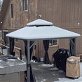 thumbnail image 3 of PURPLE LEAF 10' x 12' Permanent Hardtop Gazebo Aluminum Frame Gazebo with Galvanized Steel Double Roof, UV-Resistant for Backyard Patio Lawn and Garden, Netting & Curtains included - Grey, 3 of 15