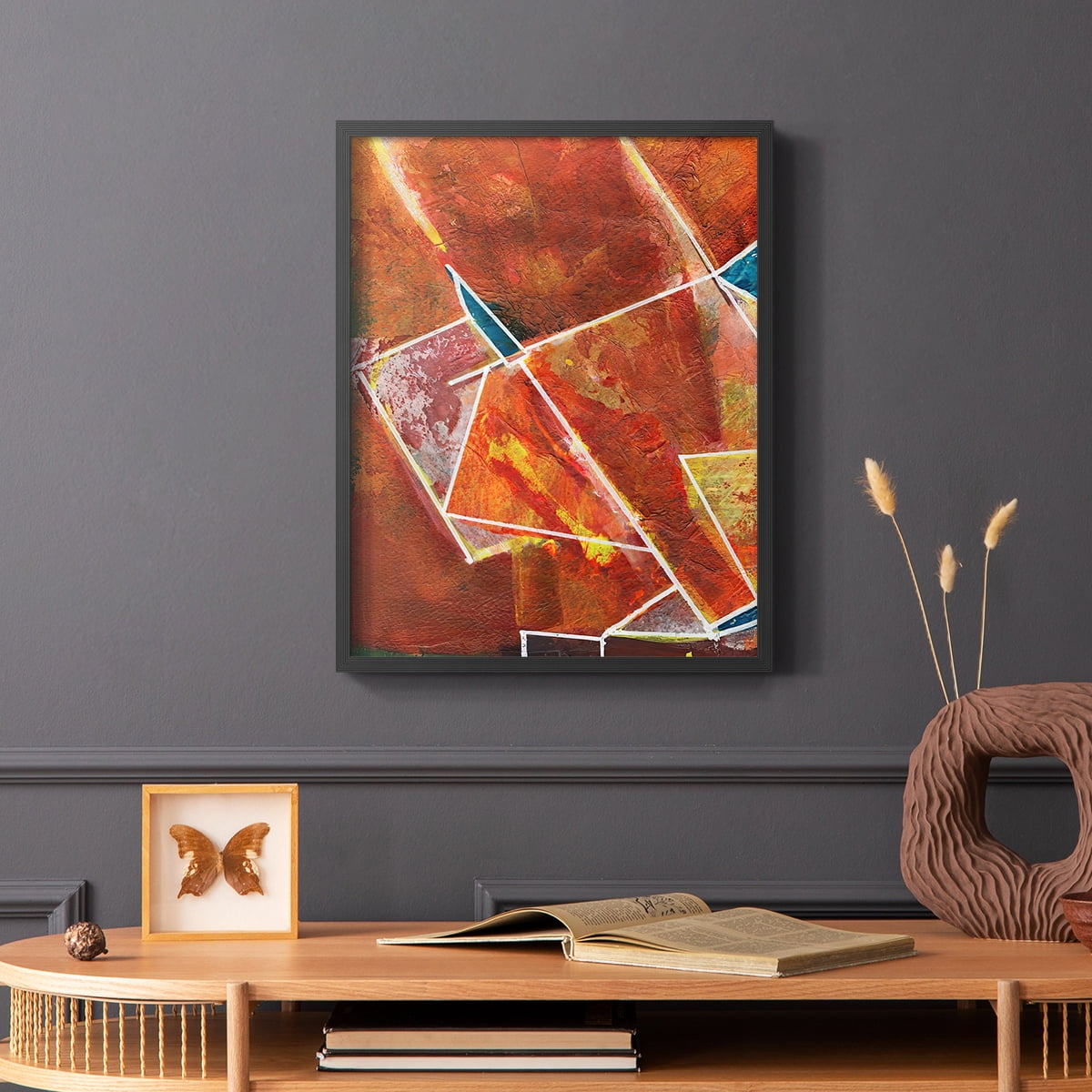Primary Connection II Framed Print in Black Solid Wood Framed Print No Nail Hanging