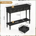 thumbnail image 2 of 3More Entryway Console Table with 3 Drawers,42" Carved Hallway Table with Open Shelf,Long Sofa Table for Living Room, Hallway, Behind Couch,Black, 2 of 16