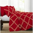 thumbnail image 3 of D.N.G. BEDDINGS 3 Piece Luxury Two Tone Diamond Ruffle Pattern Comforter Set Premium Super Soft, All Season 800 Thread Count, 100% Egyptian Cotton, Full/Queen Size Red-Brick Red Color, 3 of 4