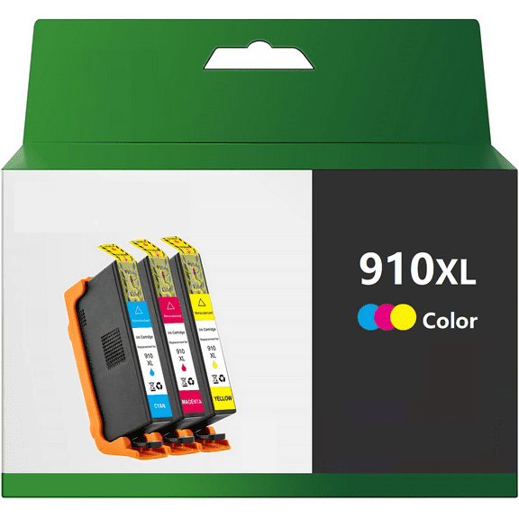 910XL Ink Printer Cartridge for Office Jet Pro 8020/8020e, Cyan/Magenta/Yellow, 3 Pack