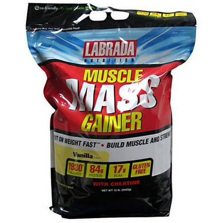 Labrada Nutrition Muscle Mass Gainer, Vanilla, 12 (Best Weight And Muscle Gainer)