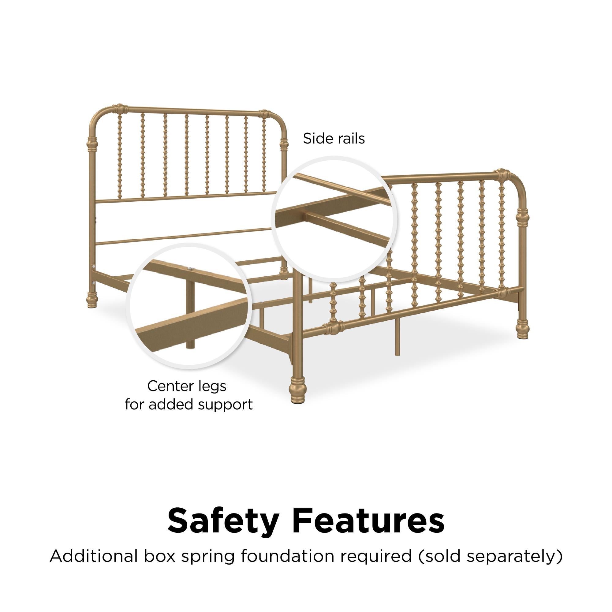 Max & Finn Wren Metal Bed with Spindle Headboard, Full, Gold