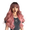thumbnail image 1 of Synthetic Wig Pink Curly Wavy Wig Long Hairpiece, 1 of 8