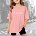 thumbnail image 5 of Girls Shirts Size 7-8 Short Sleeve Casual Round Neck Fashion Cool Graphic Tees Soft Comfy Beach Wear Summer Clothes(Letter, A01-Pink, 7-8 Years), 5 of 6