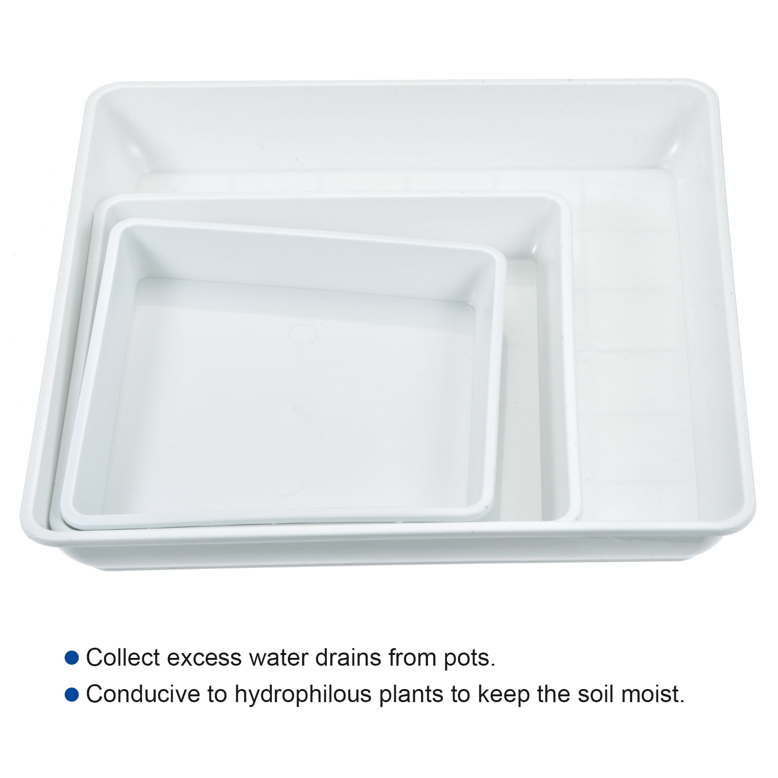 Uxcell 6" 7" 10" Plastic Square Plant Pot Saucer Flower Drip Tray, White 6in1 Set