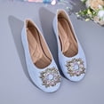 thumbnail image 4 of CQONEPT Women's Pointed Toe Pearl Flats Suede Comfortable Dress Flats for Wedding Non Slip Soft Sole Office Flat Shoes Blue 37, 4 of 6