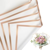 10 Sheet Waterproof Flower Wrapping Paper Topboutique White Bouquet Packaging Paper Matte with Gold Edges Home DIY Crafts Gift Florist Supplies for Wedding Birthday Valentine's Day Party