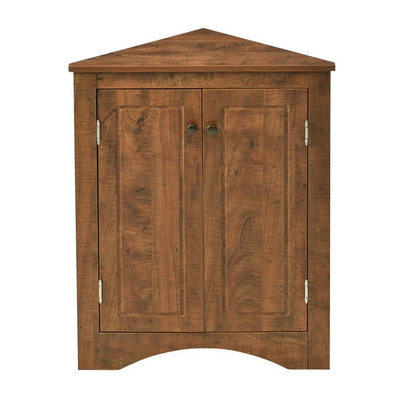 Resenkos Storage Cabinet,Kitchen,Pantry Cabinet,Brown Triangle Bathroom Storage Cabinet with Adjustable Shelves, Freestanding Floor Cabinet