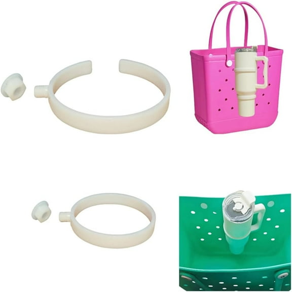 Accessories for Bogg Bag, Universal Cup Holder for Stanley Tumblers Compatible with Bogg Bag, Beach Tote-White