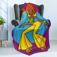 thumbnail image 4 of 70s Party Soft Flannel Fleece Throw Blanket, American Woman Dancing at the Disco Funky Fashion with Smiling Face Art, Cozy Plush for Indoor and Outdoor Use, 50" x 60", Multicolor, by Ambesonne, 4 of 5