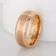 thumbnail image 3 of Beveled Tungsten Ring - 8mm Rose Gold Plated Comfort Fit Tungsten Carbide Anniversary Ring, 3 of 5
