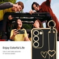 thumbnail image 6 of for Samsung Galaxy S23 Case 6.1", Cute Heart Wristband Lanyard Cross Body Strap Electroplated Camera Protection Shockproof Protective Case Women Girls for Samsung Galaxy S23 6.1"-Black., 6 of 7