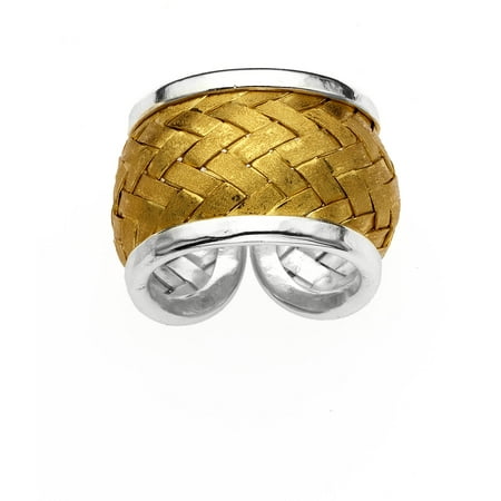 5th & Main Sterling Silver and 14kt Gold-Plated Woven Basket Weave Ring