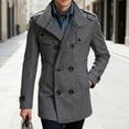 thumbnail image 2 of zfhfof Mens Trench Coat Slim Fit Wool Business Double Breasted Stand Collar Overcoat Warm Fall Winter Casual Peacoat Jacket, 2 of 7
