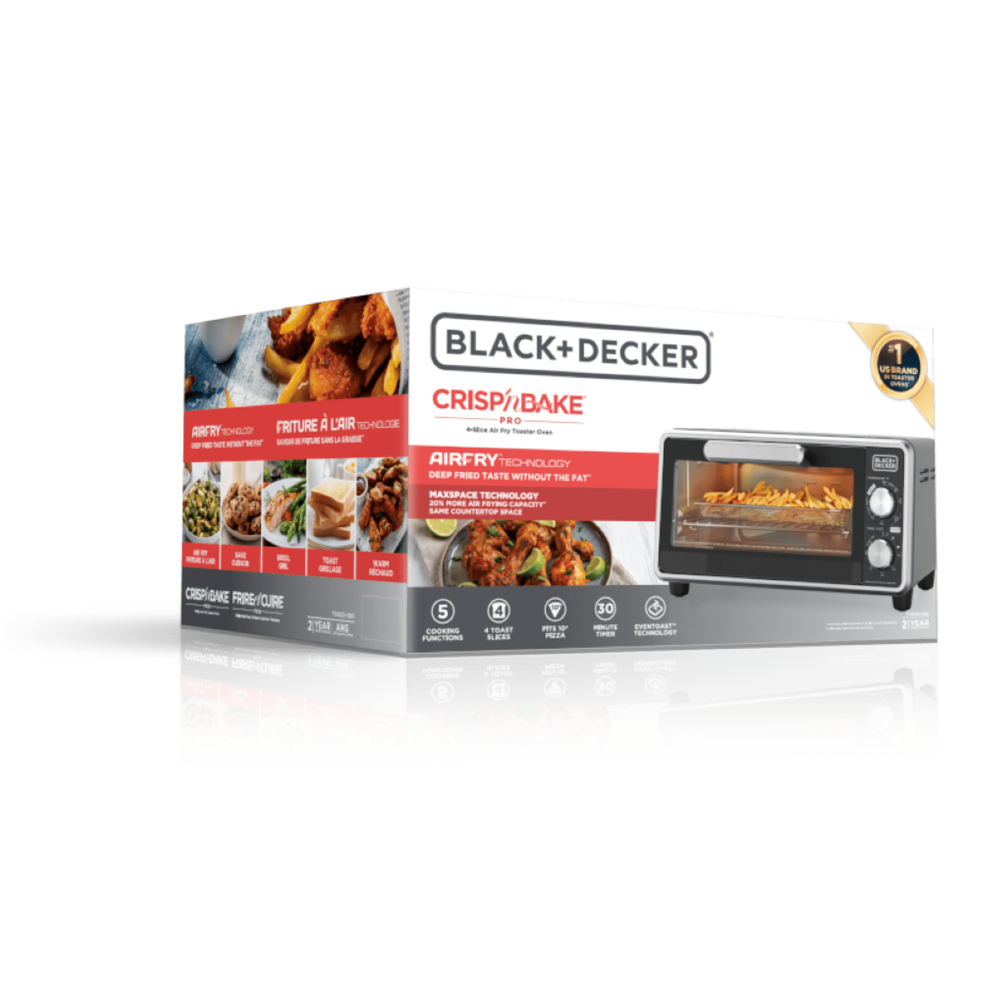 Black & Decker Crisp 'n Bake Air Fry 1150 W 4-Slice  Toaster Oven Stainless Steel, BD 4SL CSPBKE TST OV
