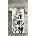 thumbnail image 3 of Ambesonne Live Laugh Love Quilted Bedspread Set 2 Pcs, Phrase Dots, Twin Size, Black White Yellow, 3 of 3