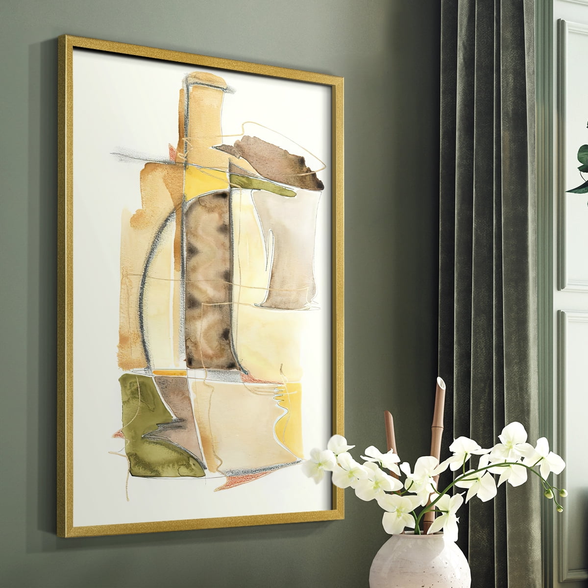 Brown Sugar II Framed Print in Gold Solid Wood Framed Print No Nail Hanging
