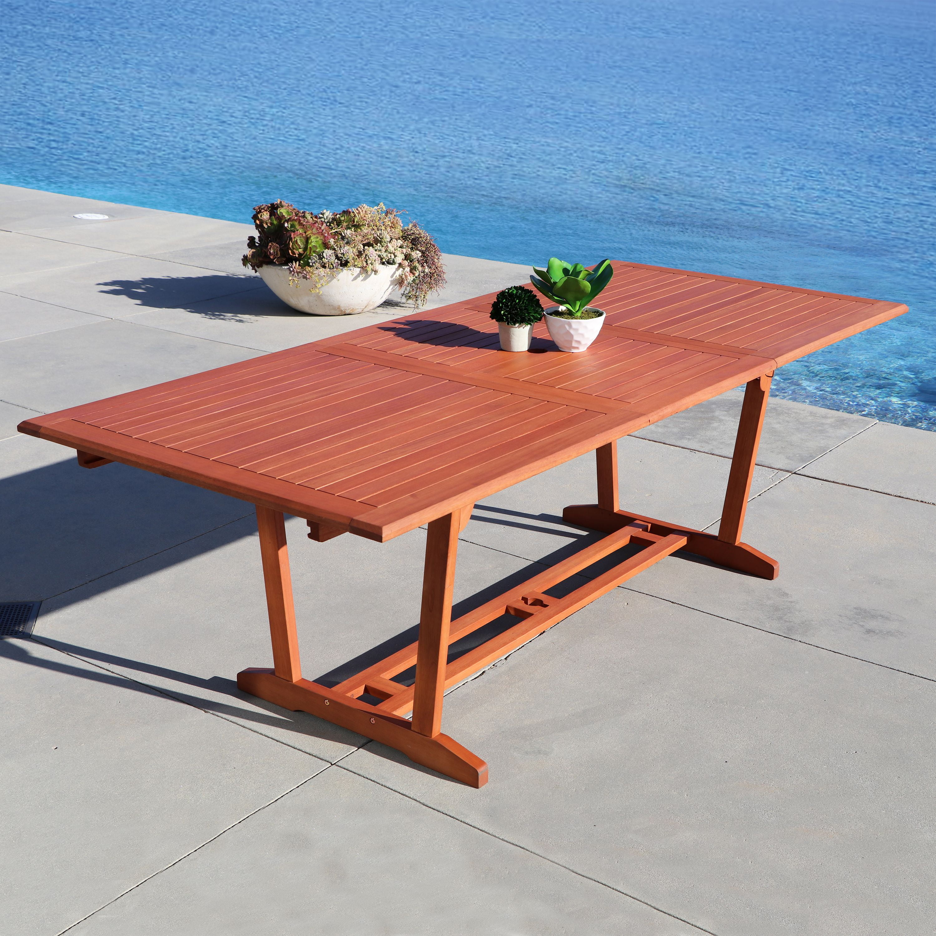 Vifah Malibu 9 Piece Extendable Patio Dining Set in Natural