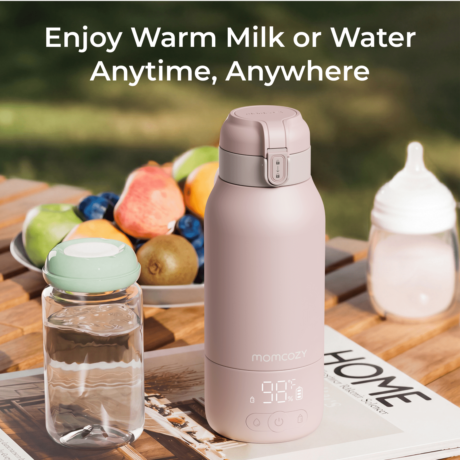 Momcozy Portable Water Warmer & Bottle Warmer MW05, Light Pink