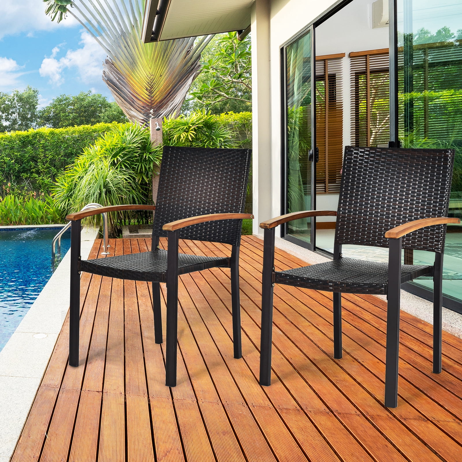 2 Chaises Jardin VidaXL Bois Acacia - Fauteuil Adirondack Avec Repose-Pieds Pliable