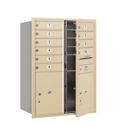 4C Horizontal Mailbox - 11 Door High Unit (41 Inches) - Double Column - 10 MB1 Doors / 2 PL5s - Sandstone - Front Loading - USPS