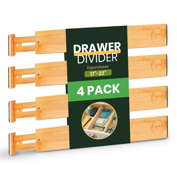 Separadores de cajones Palok Kisna ajustables de madera natural de bambú