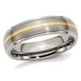 thumbnail image 1 of Ladies or Mens Titanium Ridged Edge 6mm 14K Yellow Inlay Brushed Wedding Band Ring, 1 of 6