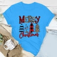 thumbnail image 2 of Honeeladyy Merry Christmas Shirts for Women Xmas Plaid Tree Letter Printed Shirt Top Short Sleeve Casual Graphic Print T Shirt for All Season Thanksgiving Gift Blue M, 2 of 5