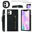 thumbnail image 5 of Allytechgroup PU Leather Wallet Case for iPhone 15 Pro, Flip Folding Case with RFID Blocking Card Slots Zipper Pocket Kickstand Detachable Handstrap Magnetic Shockproof Purse Case, Black, 5 of 8
