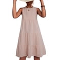 thumbnail image 2 of Vestido Escalonado Para Mujer, Vestido Sin Mangas Con Cuello Redondo, Gran Regalo, Múltiples Escenarios Aplicables, Tela Suave, Fácil de Usar, Mano de Obra Fina, 2 of 6