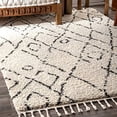 thumbnail image 1 of nuLOOM GCDI01A Nieves Moroccan Diamond Tassel Area Rug, 5` 3" x 7` 7", Off White, 1 of 4
