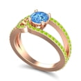 thumbnail image 2 of 2.50 Carat Beautiful Round Cut Blue Topaz & Peridot Gemstone Anniversary Ring for her Solid 18K Rose Gold Size 3 by Diamond-Capitals, 2 of 8