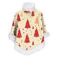 thumbnail image 6 of Wowcloth Woman's Christmas Print Plush Loungewear, Thick Faux Fur Collar & Detachable Shawl, Warm Fleece-Lined for Winter, Home Comfort and Relaxation, 6 of 6