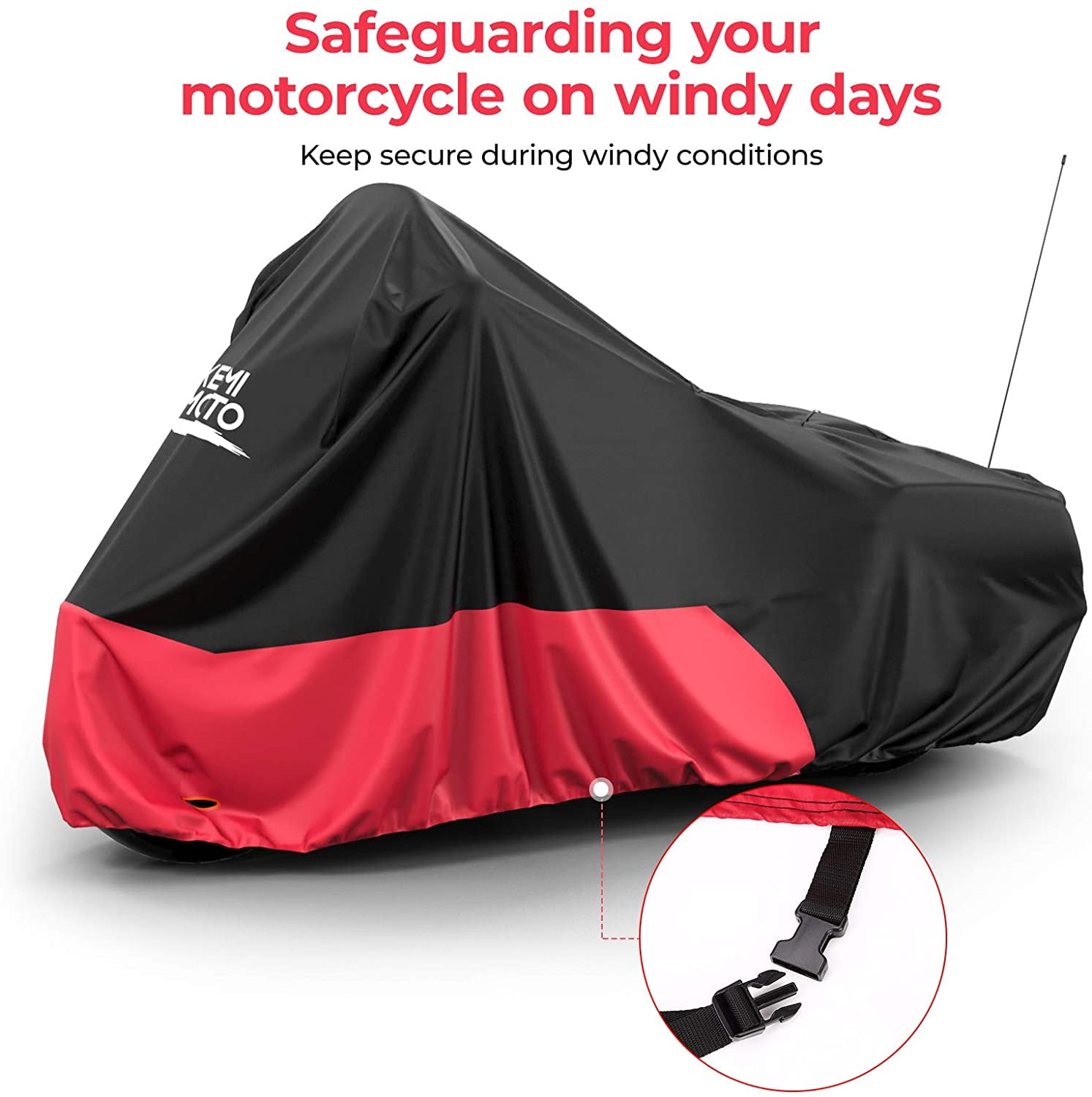 KEMIMOTO Motorcycle Cover, Compatible with Touring Models Road King Street Glide Road Glide Cover Waterproof Impermeable Outdoor All Weather Protect from Dust Sunlight Rain, Black
