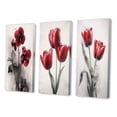 thumbnail image 3 of Designart "Dreamer with Red Violets I" Floral Wall Art Set Of 3 - Red Floral Gallery Set For Office Decor, 3 of 7