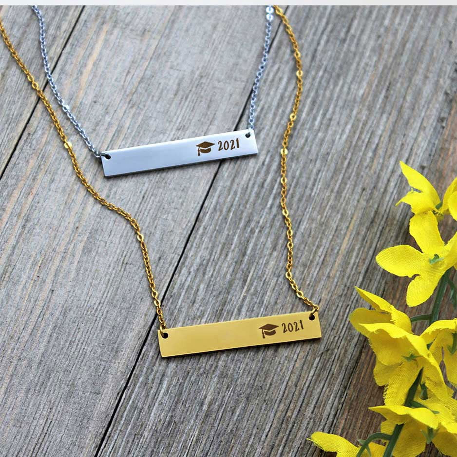 Anavia Graduation Gift for Her -  2021 College Graduation Gifts for Friend  -  New Beginnings Graduation Gift for Daughter  -  Stainless Steel Bar Necklace