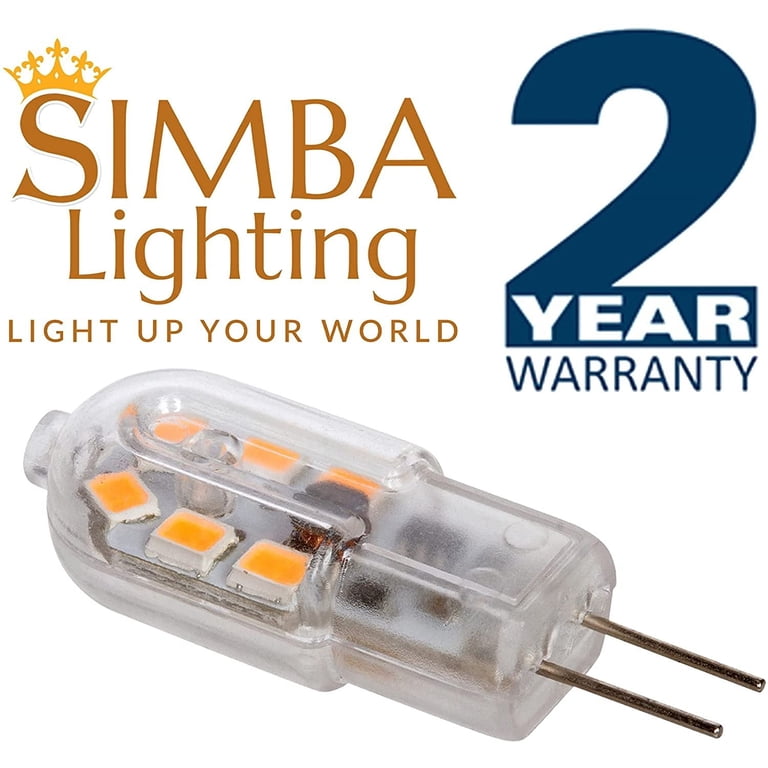 Simba Lighting 5-Pack LED G4 1.5W Bi-Pin Bulbs - 12V 3000K Soft White JC Replacement