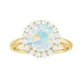 thumbnail image 4 of Real Ethiopian Opal Engagement Ring with Diamond Halo - Classic Round Opal Ring - 8 mm - AAA Quality, 14K Yellow Gold, US 3.50, 4 of 10