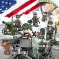 thumbnail image 2 of WW2 American Army Minifigures 6 Soldiers WWII With Multiple Equipment Parachute Building Blocks Toy Set, 2 of 5