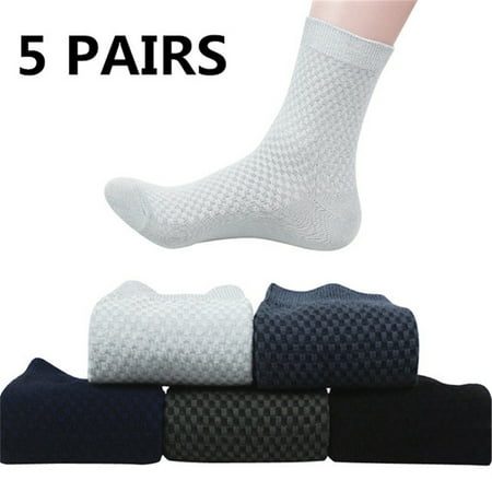 5 pair Men Solid Color Socks Casual Socks Bamboo Fiber Comfort Ankle Socks Blue