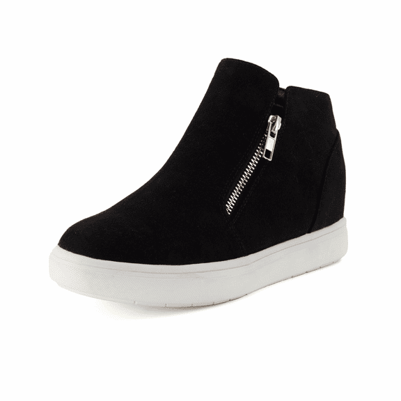 Cushionaire Hart Womens Casual Shoes with Dual Zippers- Lightweight Hidden Wedge Fashion Sneakers for Women