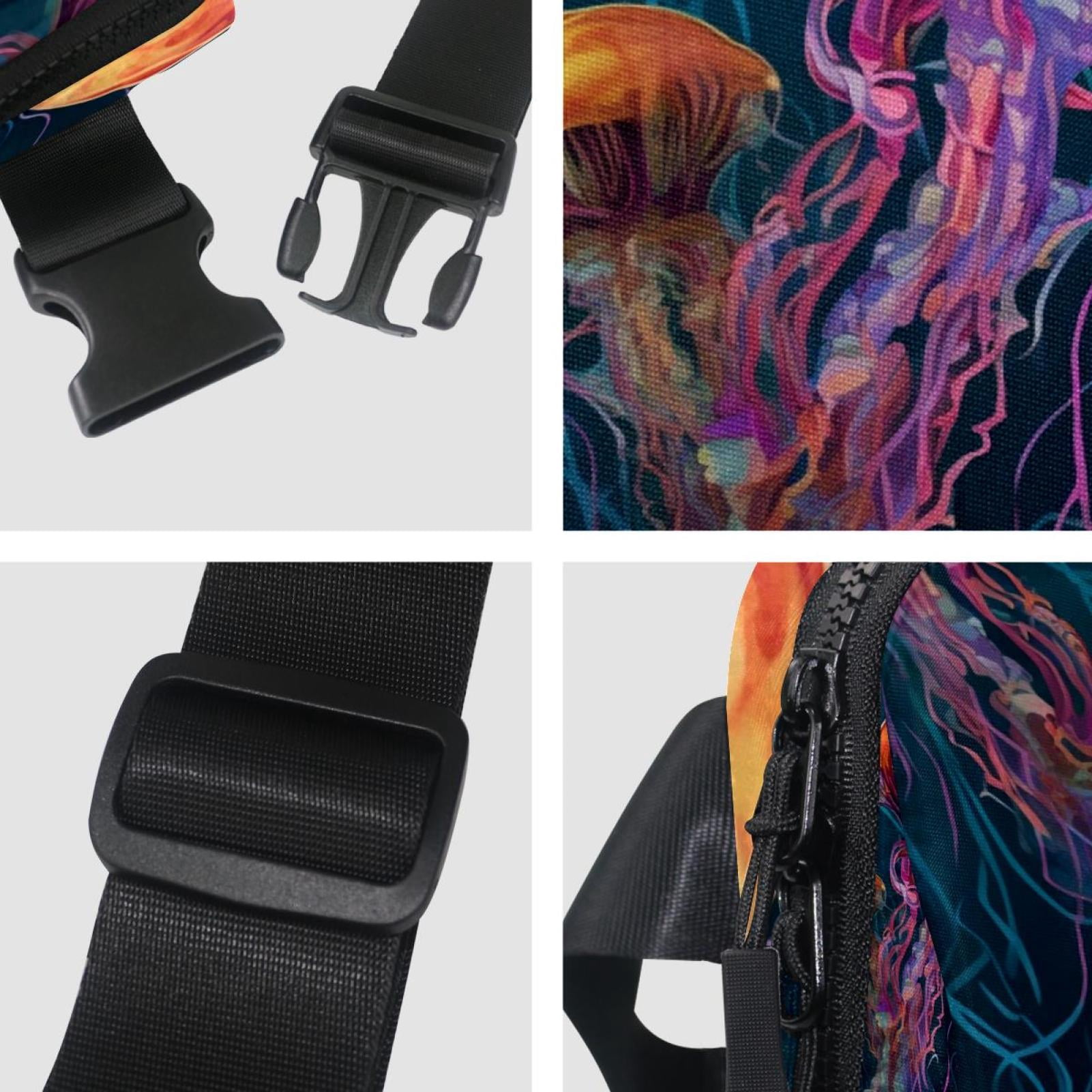 Jellyfish Lightweight Adjustable Crossbody Bag with Extension Strap - Unisex Sling Bag, Running Belt, and Waist Bags