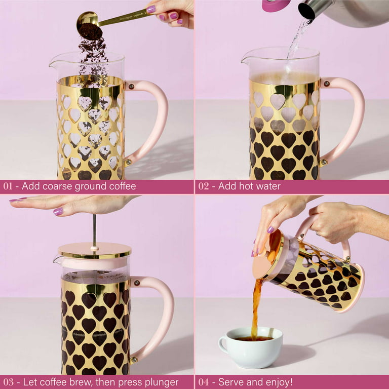 Paris Hilton French Press Coffee Maker with Heart Shaped Measuring