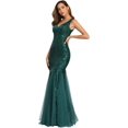 thumbnail image 4 of Sleeveless Double V-Neck Long Mermaid Sequin Formal Evening Dresses, 4 of 5