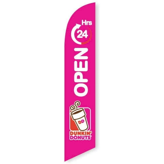 Custom Dunkin Donut Open 24 Hours Feather Banner Swooper Flag -No Wind Required- Replacement FLAG ONLY