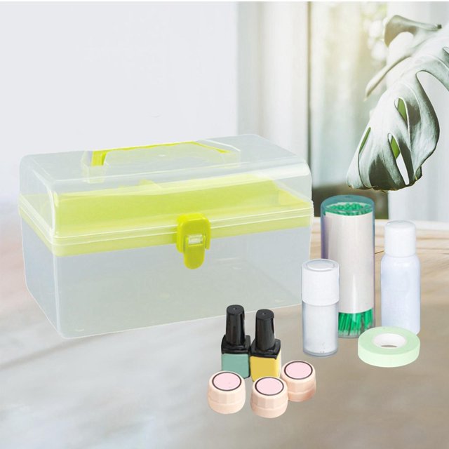 Caja de almacenamiento para decoración de uñas, de niveles, con compartimentos Caja organizadora de contenedores para de - verde